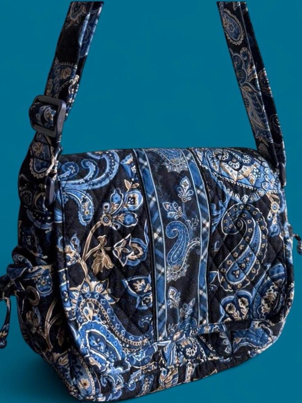 💙 Vera Bradley Blue Paisley Quilted Crossbody Bag Wallet Set - Picture 5 of 17